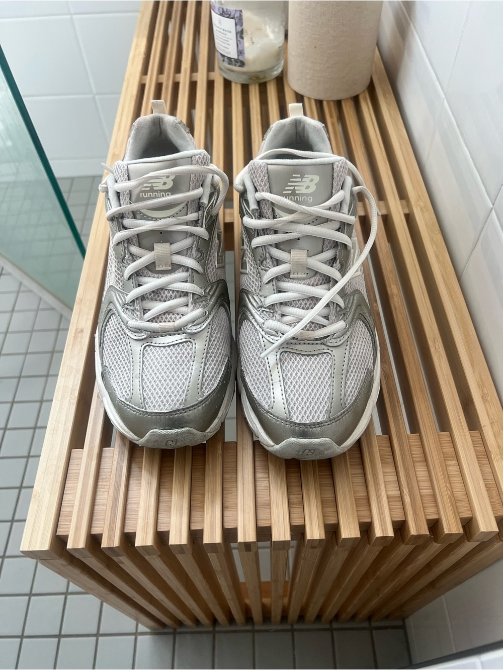 New Balance Light Gray and Silver Women's Sneakers